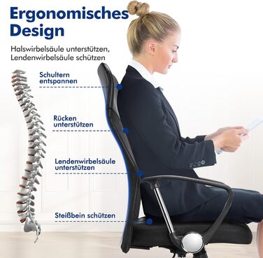 Офісний стілець Yaheetech, ергономічний стілець для роботи з високою спинкою, обертовий стілець, регульована висота з м&39яким сидінням, вантажопідйомність до 135 кг, сітка, чорний