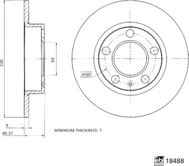 Гальмівні диски передні febi bilstein 18488, сертифікація ECE-R 90, комплект 2 шт.