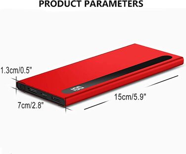 Зовнішній акумулятор мобільного телефону Fast Charging Power Bank USB C з РК-дисплеєм, 2 виходами та 2 входами Зовнішній акумулятор для iPhone Samsung Смартфон Планшет і багато іншого, чорний, 100000mAh