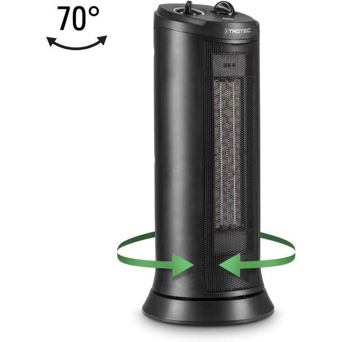 Керамічний вентилятор-обігрівач TROTEC TFC 19 E Теплова потужність 1200 Вт / 2000 Вт Обігрівач з термостатом, розмір приміщення від 24 м до 60 м, функція коливання 70