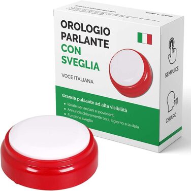 Розмовляючий годинник з німецьким голосом для людей похилого віку, слабозорих, сліпих або людей з хворобою Альцгеймера ідея подарунка для бабусь і дідусів, тата, матері будильник для людей похилого віку (італійський)