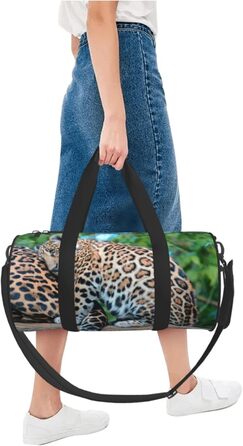 Спортивна сумка, дорожня сумка, африканський леопардовий принт, сумка для подорожей на ніч, чорна, універсальний розмір