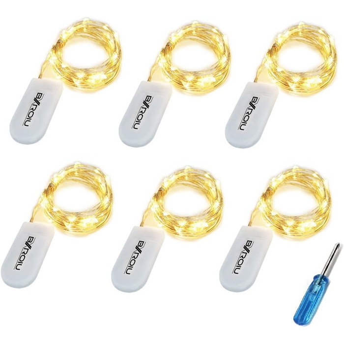 Мікро світлодіодних гірлянд з батарейкою CR2032 на сріблястому дроті довжиною 2 метри для вечірки, саду, Різдва, Хеллоуїна, весілл