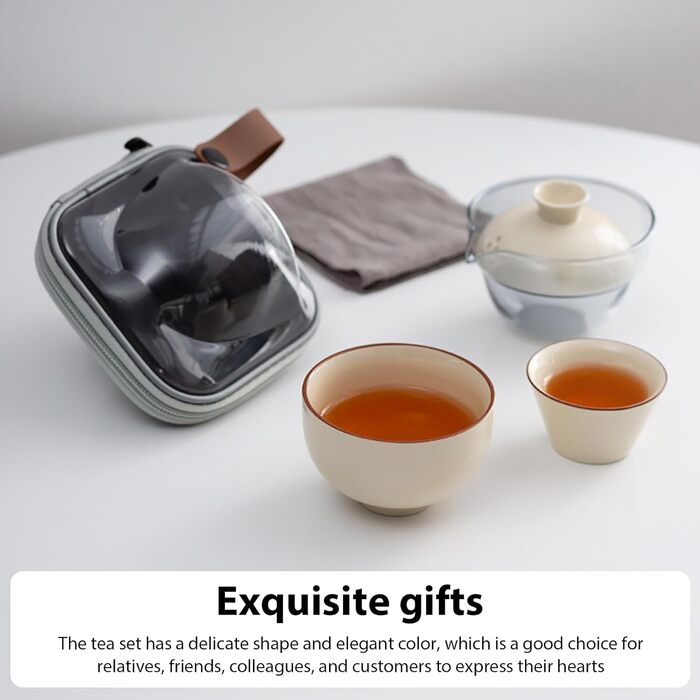 Компактний чайний набір Затишний чай керамічний чайник та чашки з рушником для подорожей, портативний набір для чаювання, ідеальний для пікніків, подорожей та кемпінгу, вишуканий подарунковий набір.