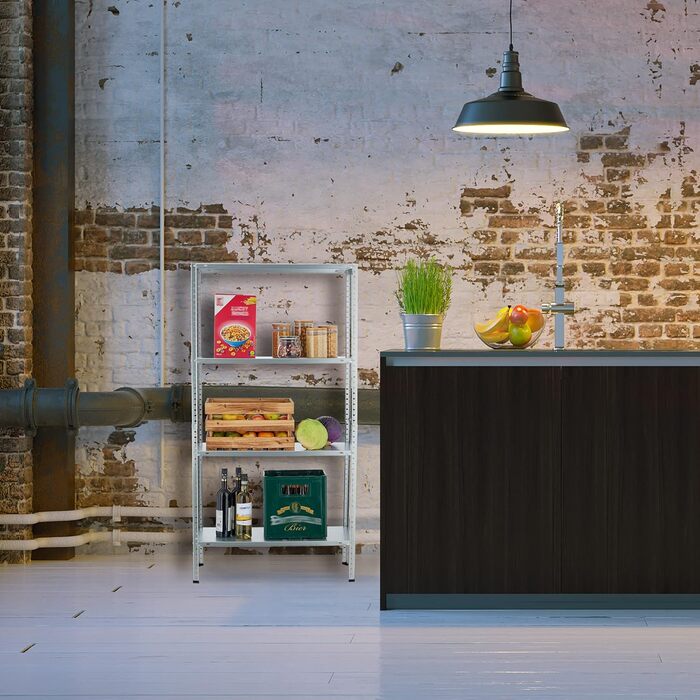 Надміцний стелаж Relaxdays, комплект з 2 шт. , розміри (В x Ш x Г) 147,5 x 75,5 x 30,5 см, 160 кг, оцинкована сталь, стелажі для зберігання в підвалах, сріблястий