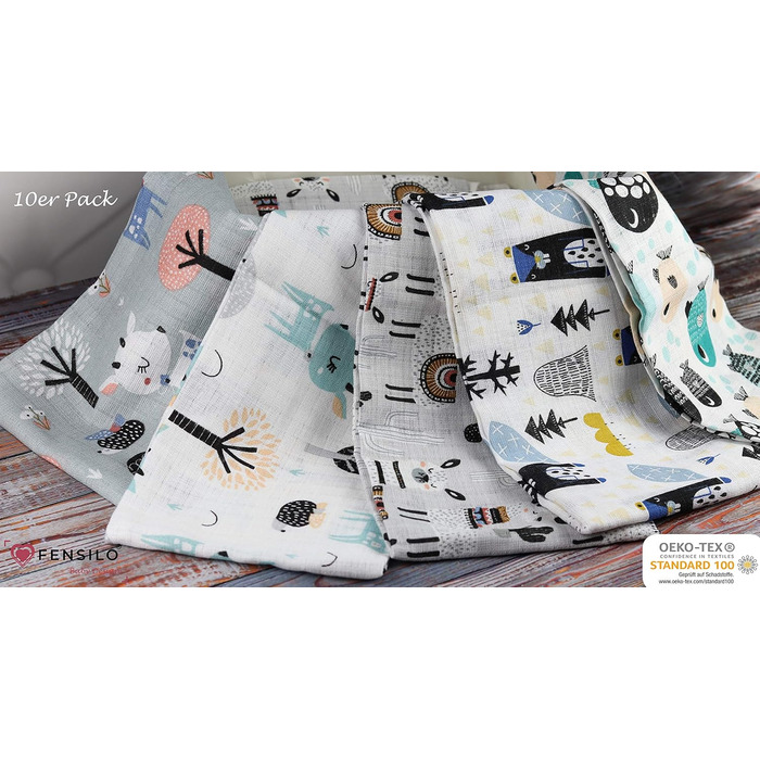 Муслінові серветки - муслінові пелюшки - упаковка 10 70x80 см - тканинні пелюшки, Зроблено в ЄС, перевірено на вміст шкідливих реч