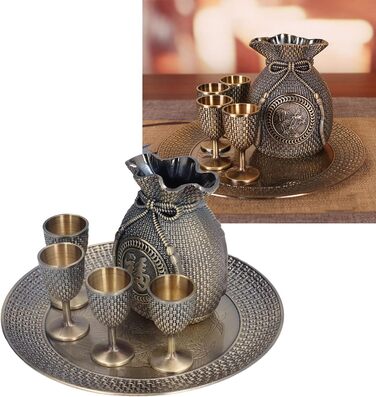 Турецький чайний сервіз у вінтажному стилі, сплав цинку, рельєфний візерунок, стійкі кольори, надзвичайно міцний, турецький кавовий набір