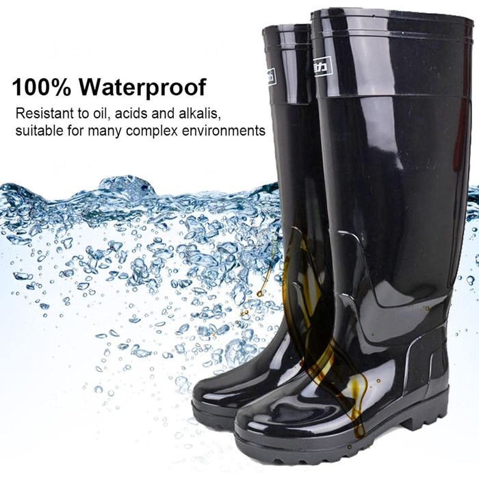 Нековзні гумові чоботи NALSA для промисловості та будівництва, водонепроникні гумові чоботи, унісекс доросле високе робоче взуття, плюшеві - розмір 44 EU.