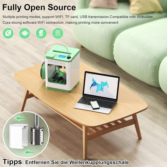 Принтер ENTINA Tina2S із хмарним друком Wi-Fi, повністю зібраний міні-3D-принтер із автоматичним вирівнюванням для початківців, з