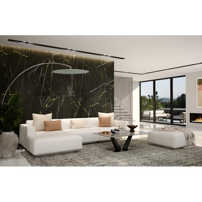 Журнальний столик Stella Trading Gisele з керамічною поверхнею та металевим каркасом, антрацит - високоякісний диванний столик для вашої вітальні - 120 x 40 x 80 см (Ш/В/Г)