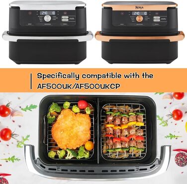 Аксесуари для фритюрниці BYKITCHEN для шухляди Ninja Flex AF500EU 10.4 л.7 шт. Аксесуари для фритюрниці Ninja Foodi Flexdrawer Dual Zone, включаючи силіконову форму для випічки, сумісні з Cecotec Dual 9000 9 л