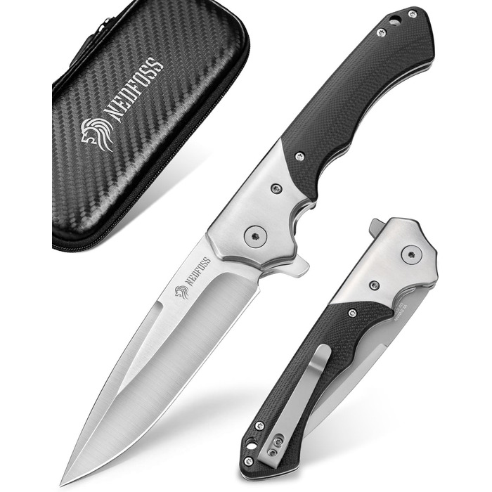 Складаний ніж NedFoss SWAN, ніж для виживання зі сталі d2 9,3 см з рукояткою G10, одноручний ніж, гострий кишеньковий ніж з кріпле
