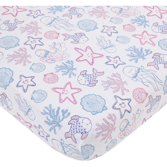 Комплект постільної білизни NoJo для дитячого ліжечка, лагуна русалки, рожевий, блакитний та білий