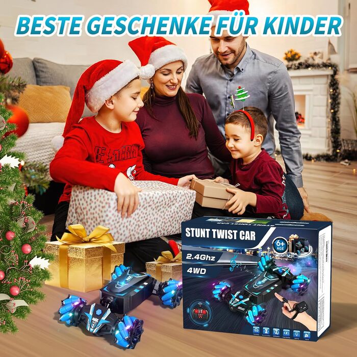 Автомобіль з дистанційним керуванням AYIQUTY, трюк на радіоуправлінні зі спреєм, світлом і музикою для дітей, повний привід 2,4 ГГ