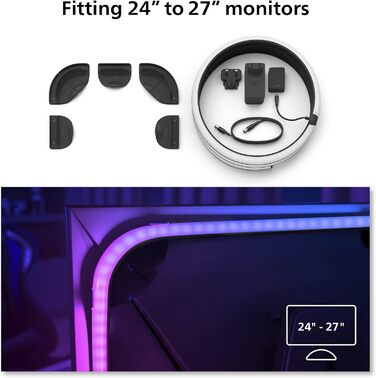 Світлова стрічка для ПК 32/34, з можливістю затемнення, 16 мільйонів кольорів, керування за допомогою програми, сумісність з Storeo Alexa (Echo, Echo Dot) 32'-34 (24'-27', 1 упаковка з бриджем)