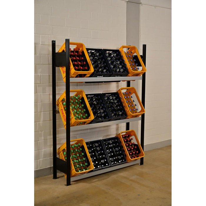 Стелаж для напоїв SCHULTE Regalwelt до 12 ящиків, 180x136x30 см (ВxШxГ), вантажопідйомність на полицю 60 кг, чорно-сріблястий