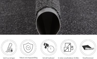 Килимок для дверей andiamo Easy - Килимок для входу, килимок для бруду та килимок для прихожей - Килимок для передпокою ефективно поглинає бруд - 120 x 180 см антрацитового кольору 120 x 180 см (Прямокутний) Антрацит