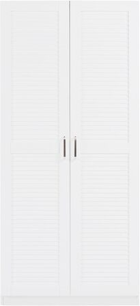 Шафа Finning з 2 дверима, 176 x 80 x 52 см, з 1 рейкою для одягу та 1 верхнім відділенням, біла, ширина 80 см, 1 полиця