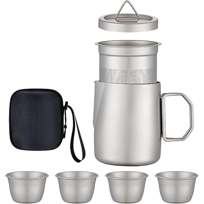 Компактний набір чашок Mini-Teeset, 4 чашки, ідеальний для походів, кемпінгу, подорожей, пікніків та домашнього використання, легкий та зручний для транспортування, для чоловіків