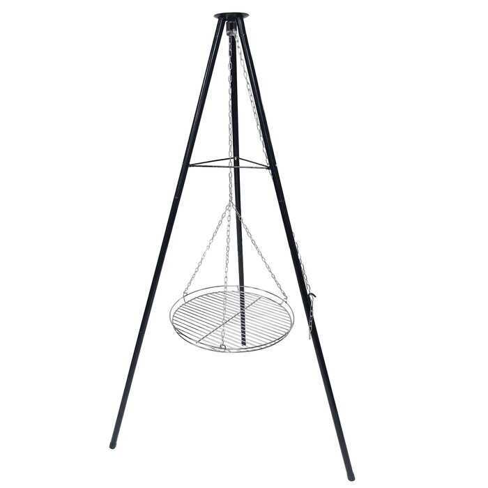 Набір для грилю та приготування на відкритому повітрі штатив-тринога з телескопічною конструкцією, решітка для грилю, гак для підвішування, велика площа для приготування