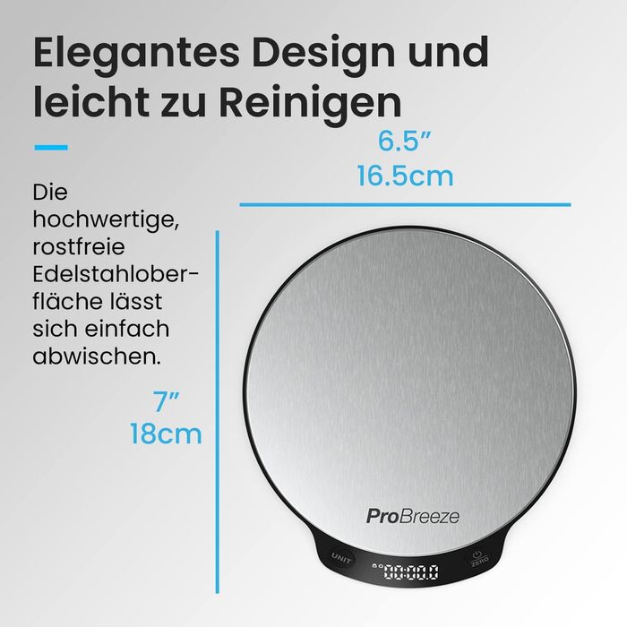 Цифрові кухонні ваги Pro Breeze до 5 кг - професійні цифрові ваги для точного вимірювання з точністю до 1 г, включаючи вимірювання