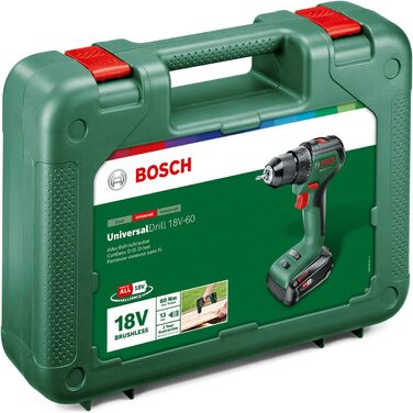 Акумуляторний шуруповерт Bosch Home and Garden UniversalDrill 18V-60 (1 акумулятор, 18 вольт, у кейсі)
