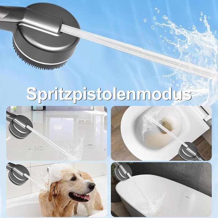 Душова лійка з шлангом та тримачем, ручна душова лійка високого тиску з фільтром від вапняного нальоту, водозберігаюча душова лійка зі стоп-функцією, душовий шланг з лійкою для підвищеного тиску води (сірий)