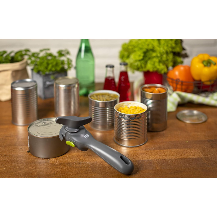 Автоматичний безпечний консервний нож KUHN RIKON сірий, безпечний консервний ніж, без гострих країв, автоматично захоплює край бан