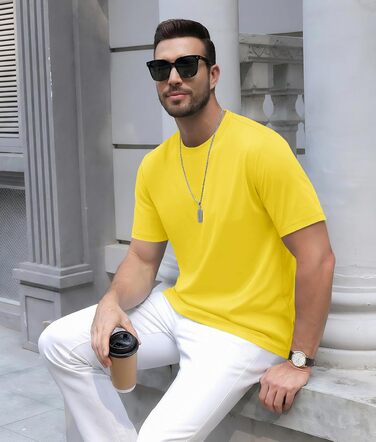 Чоловіча футболка CAVVA UV UPF80 з короткими рукавами, функціональна, дихаюча, з круглим вирізом, жовтого кольору, XL