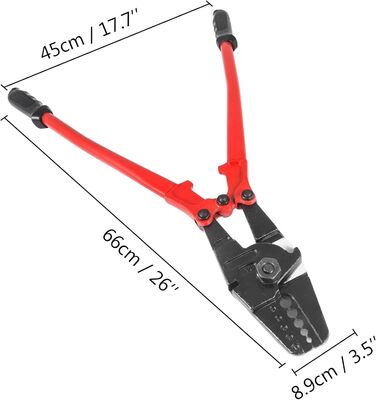 Болторіз 26 дюймів Дротяна мотузка Swager Обтискний інструмент Ізольована ручка Алюмінієвий мідний кабель Риболовля з подвійними рукавами Різак Обтискні плоскогубці Ланцюговий різак 26 дюймів