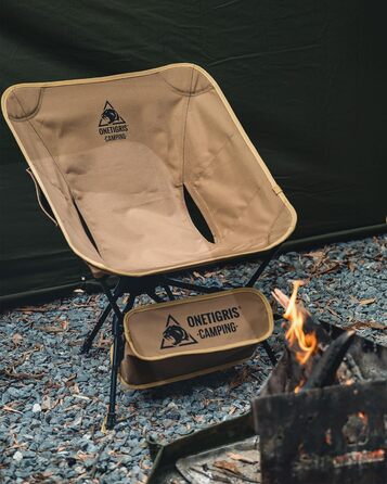Складаний кемпінговий стілець OneTigris TIGERBLADE, вантажопідйомність 150 кг, легка трикутна рама, надлегкий складний стілець з 2 боковими кишенями для активного відпочинку та походів, колір койот-коричневий