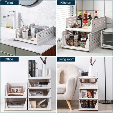 Органайзер для гардеробу, штабелюваний набір із 5 предметів, складний органайзер для гардеробу, коробки для зберігання футболок, коробка для зберігання з шухлядами для спальні, кухні, ванної кімнати, білий