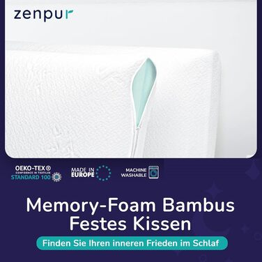Подушка для шиї ZenPur, 2 шт., 40x60-13 см, подушка з піни з ефектом пам&39яті - ергономічна подушка для сну для шиї та плечей, сертифікована Oeko-TEX, середня, 2 шт., 40 x 60 x 13 см