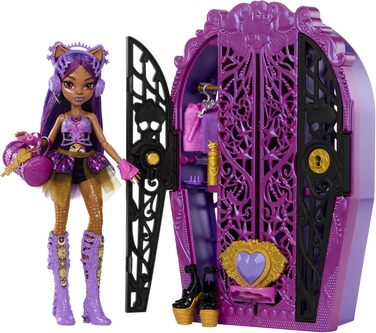 Набір ляльок та аксесуарів Monster High Skulltimate Secrets, Monster Mysteries Clawdeen Wolf з гардеробом та більш ніж 19 сюрпризами, включаючи одяг, HXH85