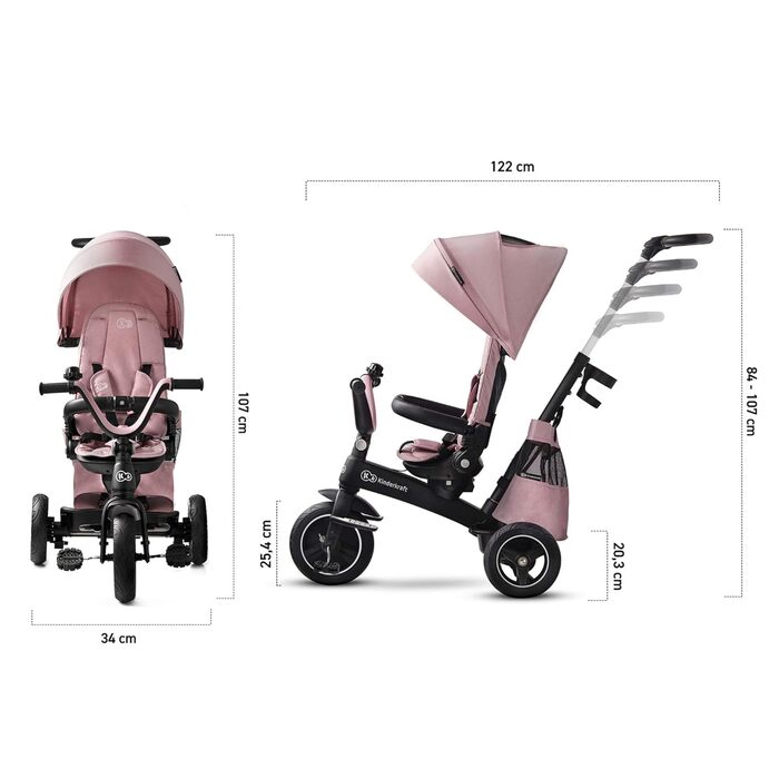 Триколісний велосипед EASYTWIST, дитячий триколісний велосипед, беговел, з аксесуарами, вікно на даху, ремені безпеки, поворот на