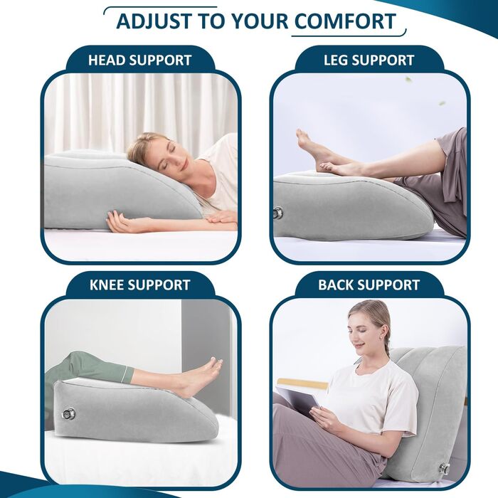 Подушка для підняття вен, надувна подушка для підняття ніг, зручна клиноподібна подушка для сну, покращує кровообіг, сіра, портативна