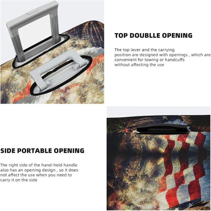 Чохол для валізи Пілотний кокпіт, захист від пилу та подряпин, принт з американським прапором, орлом та феєрверком, розмір 80 см