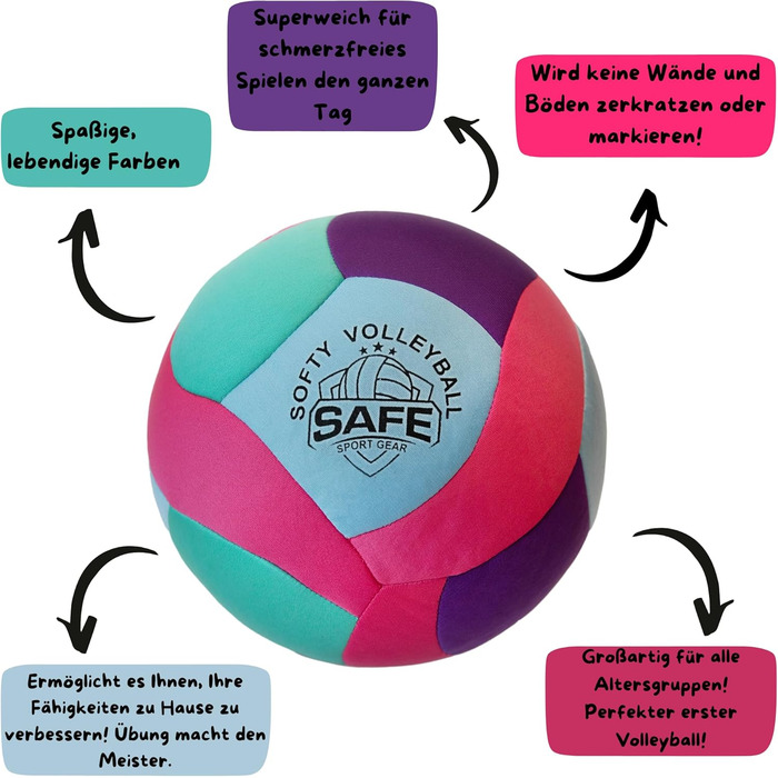 Суперм'який волейбольний м'яч для дітей та початківців, бірюзовий, безпечний
