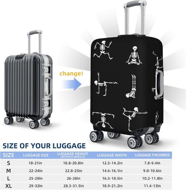Чохол для валізи з принтом Череп, захисний, для розмірів 45.7-81.3 см, компактний, чорний