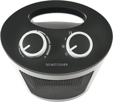 Керамічний вентилятор-обігрівач BEPER RI.080, сучасний дизайн, компактний, економний, регульований термостат, два рівні потужності, захист від перегріву, з ручкою, керамічний, PTC вентилятор-обігрівач, білий/чорний