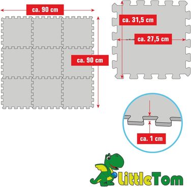 Ігровий килимок LittleTom з 9 предметів Дитячий килимок-головоломка з нуля - 30x30 Килимок для повзання Baby - Ігровий килимок Дитяча ковдра Ігрова ковдра - Килимок для підлоги Дитяча - Дитячий килимок Захисний килимок для підлоги Дитячі іграшки (бежевий)