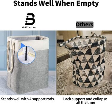 Великий кошик для білизни 78 л, складаний кошик для білизни з мотузковими ручками кошик для зберігання підходить для спальні праль