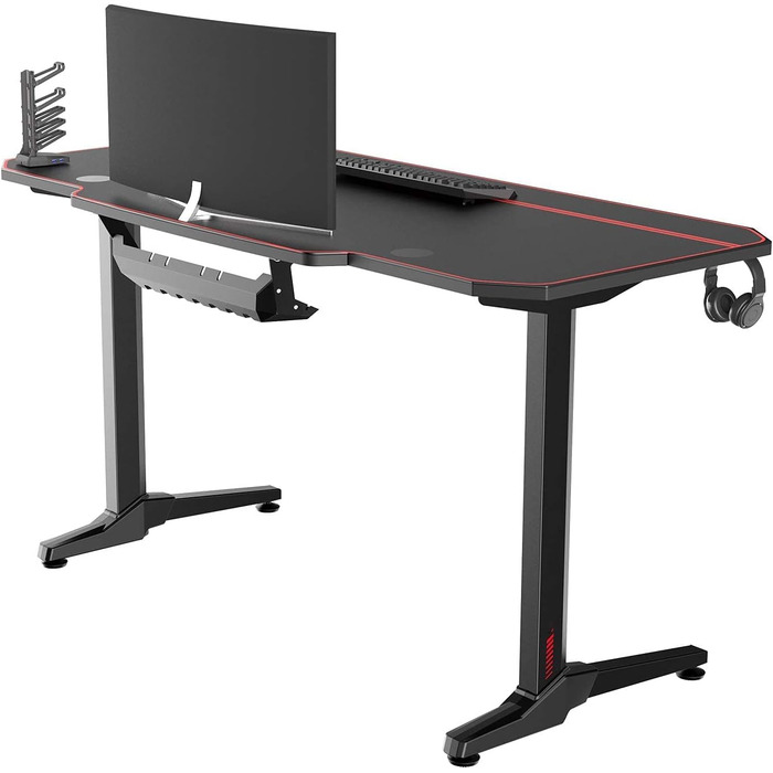 Ігровий стіл sogesfurniture 140 см, ігровий комп&39ютерний стіл для ПК з великим килимком для миші, тримачем для напоїв, гачком для навушників, ST-Eagle-1400BK-BH