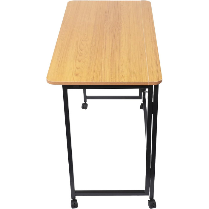 Розкладний стіл на колесах, 100x50 см, складний стіл, маленький, вантажопідйомність до 100 кг компактний мобільний комп&39ютерний стіл з гальмами для домашнього офісу, кухні, балкону, кемпінгу (білий/тик) (тикове дерево)