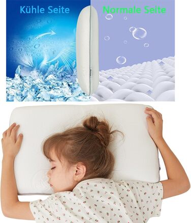 Дитяча подушка SIKAINI - Охолоджуюча тканина з принтом ведмедя, Піна з ефектом пам'яті, Ергономічний дизайн, Дихаюча, Ідеально під