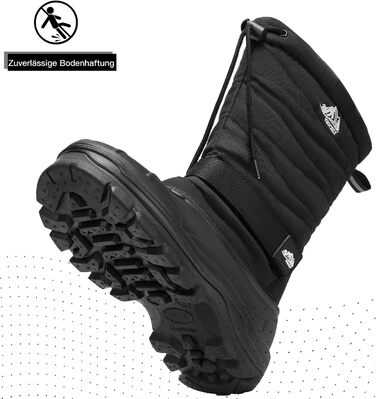 Водонепроникні зимові чоботи Kricely для чоловіків та жінок, снігові чоботи з теплою підкладкою, нековзне зимове взуття, повністю чорні, EU 45