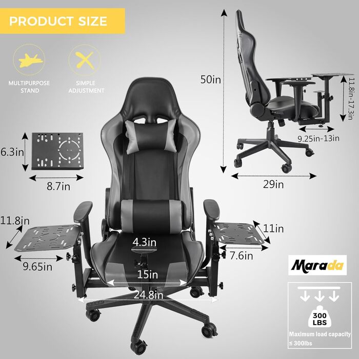 Крісло-кріплення для симулятора польоту Anman, багатофункціональне гоночне крісло, сумісне з важелем та дросельною заслінкою Airbus A10C, рокером та дросельною заслінкою, багатосценне застосування, джойстик та педаль дросельної заслінки не входять до комп