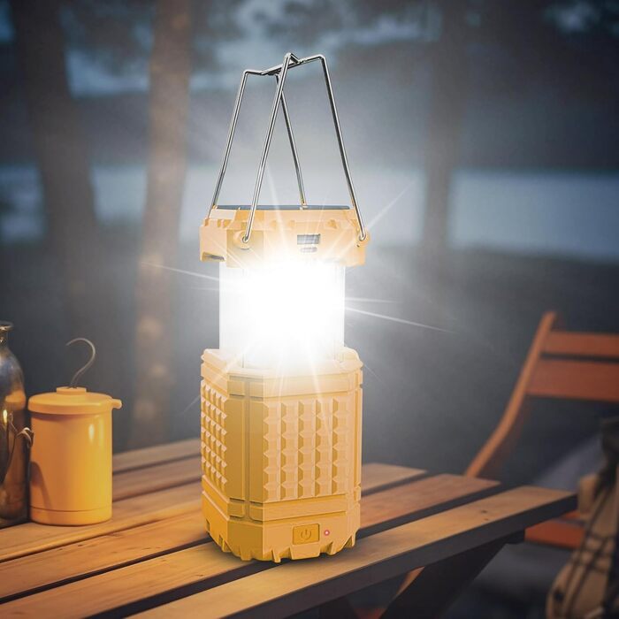 Яскраве освітлення на сонячній енергії Сонячний кемпінговий ліхтар, акумуляторний, 3000 мАг, водонепроникний портативний ліхтар для подорожей, походів, піших прогулянок, використання в автомобілі, на риболовлю, екскурсії, помаранчевий