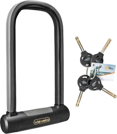 Замок Via Velo Bike U Lock Серьга Elite U Lock зі сталі 20CrMnTi, стійка до крадіжки, 17 мм, сертифікована Sold Secure Diamond для електровелосипедів, електричних складних замків та електричних самокатів. Великий U-подібний замок.