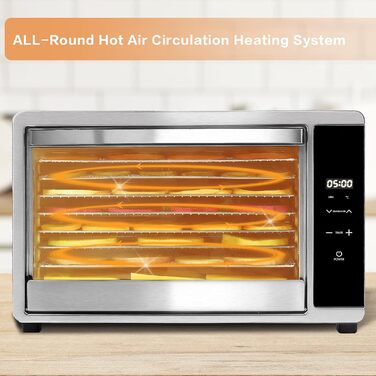 Дегідратор Skyehomo з нержавіючої сталі, дегідратор 650 Вт 0,8 м дегідратор з регулятором температури (35-80 C), таймер на 24 години, 8 рівнів сушильної машини з решіткою з нержавіючої сталі, дегідратор їжі для м'яса, фруктів, овочів, трав